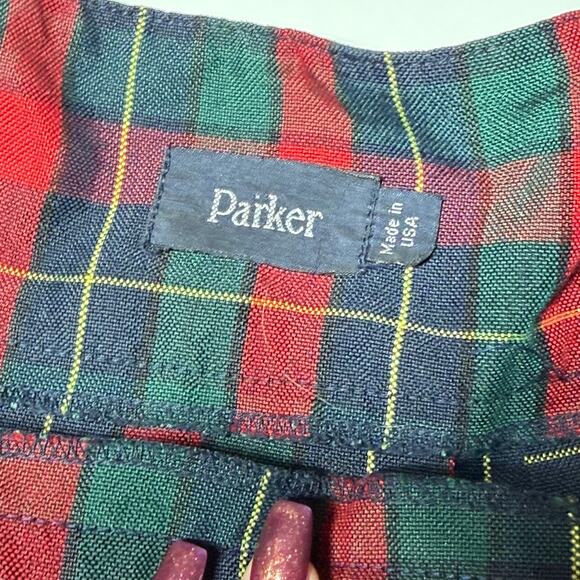 Vintage Parker Mini Skirt Women's Size 11 Green Red Pleated Schoolgirl Academia - Picture 4 of 5